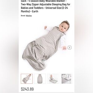 Woolino Organic merino wool Striped Baby Sleep Sack